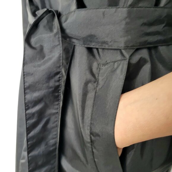 Vintage Y2K Maggie Lawrence Trench Coat Size 6 – Classic Black Belted Rain Coat - Picture 7 of 12